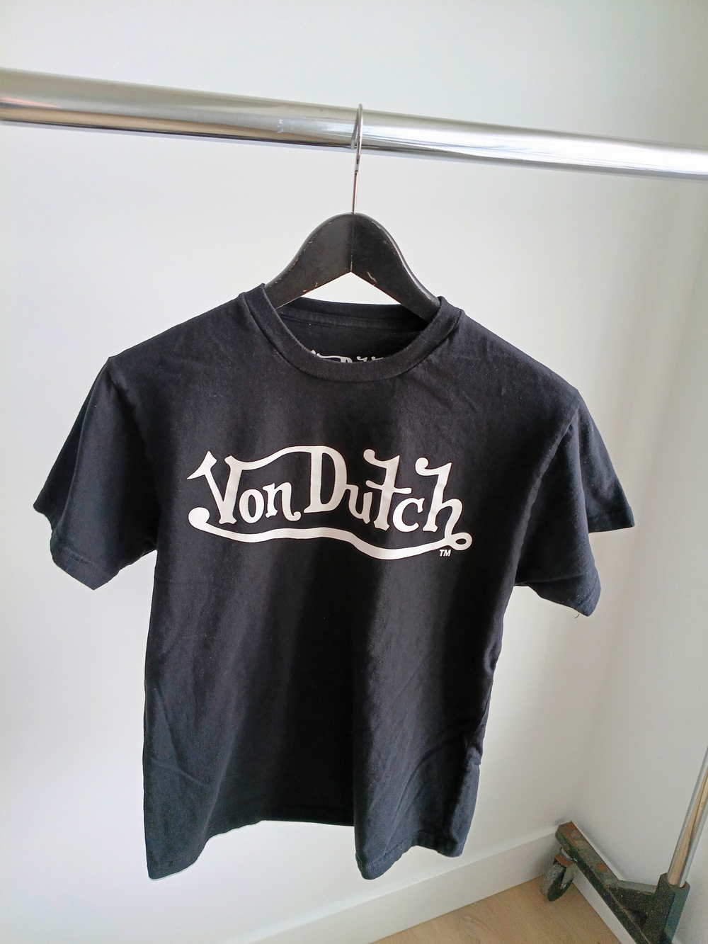 Vintage Von Dutch Y2K Logo Graphic T-Shirt Black Men's Small